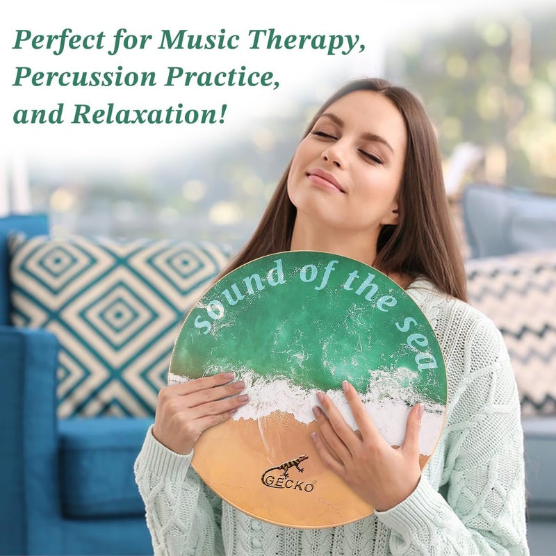 GECKO Ocean Wave Percussion Instrument - 14.6 Inch Birchwood Frame with Beads for Meditation, Sensory Play, Music Education, and Live Performances - Image 3